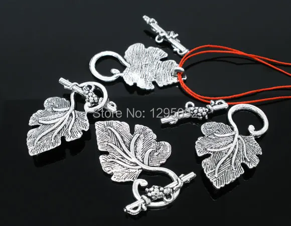 500Sets Wholesale Silver Tone Grape Leaves Toggle Clasps Fit Bracelets / Necklaces Jewelry Making Component 37x23mm | Украшения и