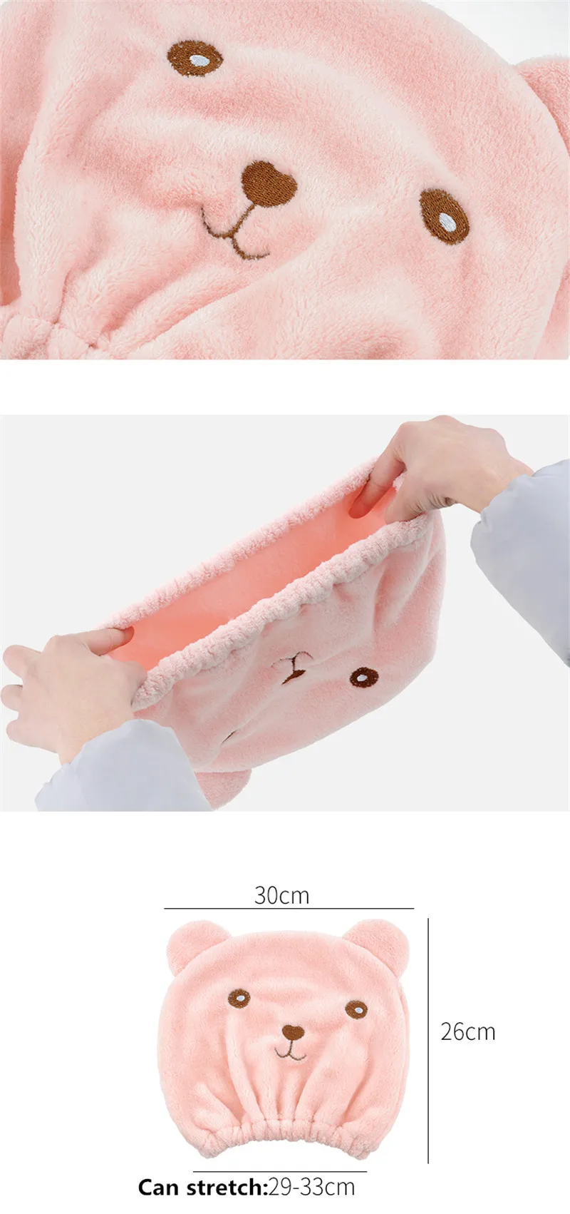 Розовый/синий прекрасный медведь полотенца для ванной супер абсорбент быстросохнущее из микрофибры полотенце мягкий коралловый флис волос сухая шапка полотенце s
