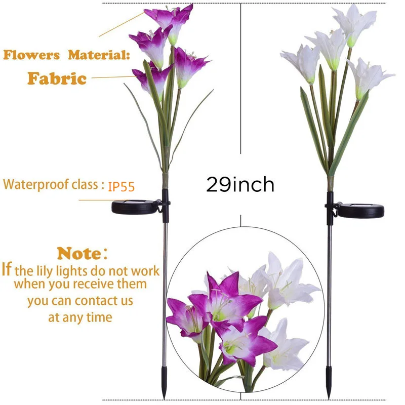 Chiclits 2 Pack 4 LED Solar Light Artificial Flower Lamp Multicolor Lights Home Garden Stake Lawn Party Decoration Accessories (6)
