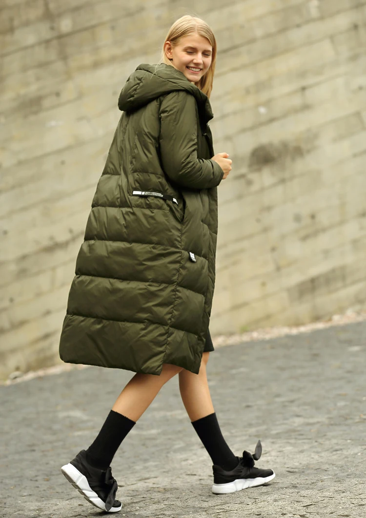 Amii повседневное женское зимнее пальто на утином пуху,, теплое, плотное, с нашивками, дизайн с буквами, с капюшоном, уличная одежда, женские пуховики