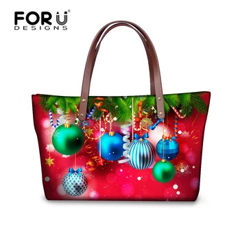 

FORUDESIGNS Christmas Decorate Designer Women Handbag Navidad Pattern Female Shoulder Bags High-capacity Casual Tote Bag Femme