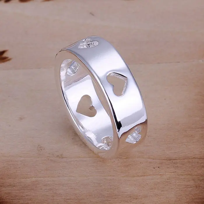 

silver plated ring,high quality ,fashion jewelry, Nickle free,antiallergic Hollow Multi Hearts Ring jfnx cobh