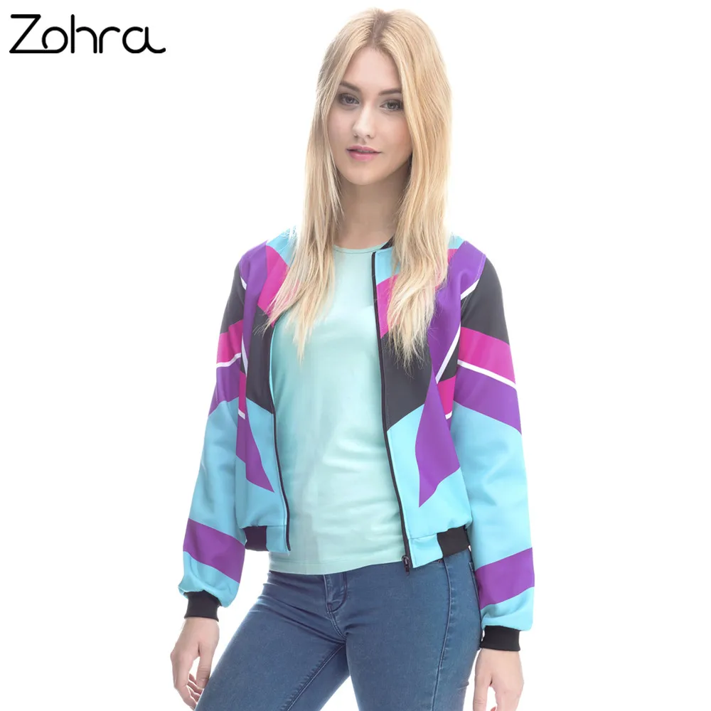 Zohra Hot S Women Bomber Jacket Printing 90s Design Chaquetas Mujer Fashion Slim Outwear Women Jackets Basic Coats
