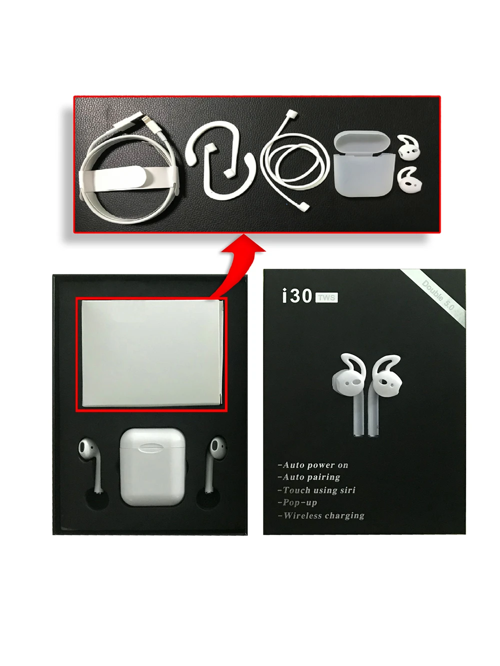

New i30 TWS pop function support wireless charge Bluetooth Earbuds Wireless PK w1 chip Earphone 1:1 size PK i10 i20 i13 i12 tws