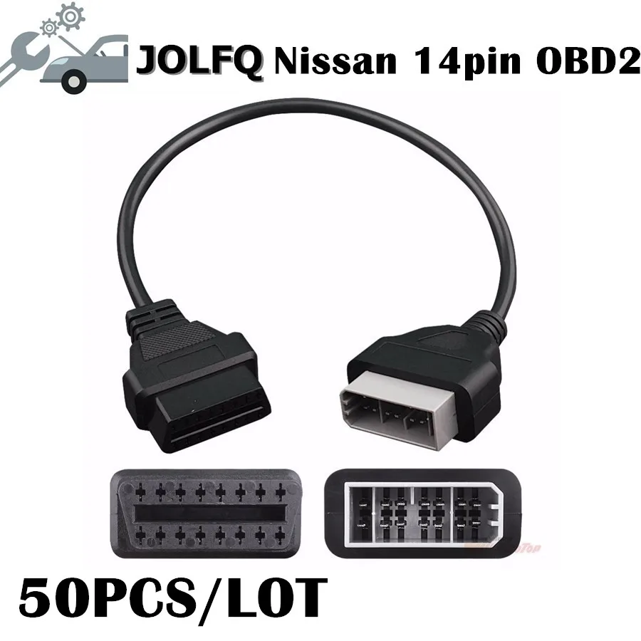 Оптовая цена! Для Nissan14 Pin 14Pin проконсультируйтесь с мужской to OBD 2 OBDII DLC 16