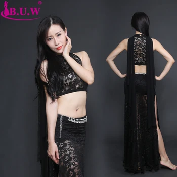 

2018 New B.U.W branded Women's belly dance costume belly dancing clothes bellydance top+skirt suits 8165