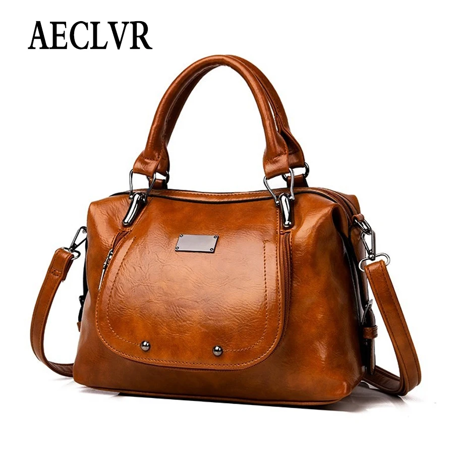 

AECLVR New Pillow Shape Women Messenger Bags PU Leather Shoulder Bag Female Crossbody Vintage Women Bags Purse Female Totes