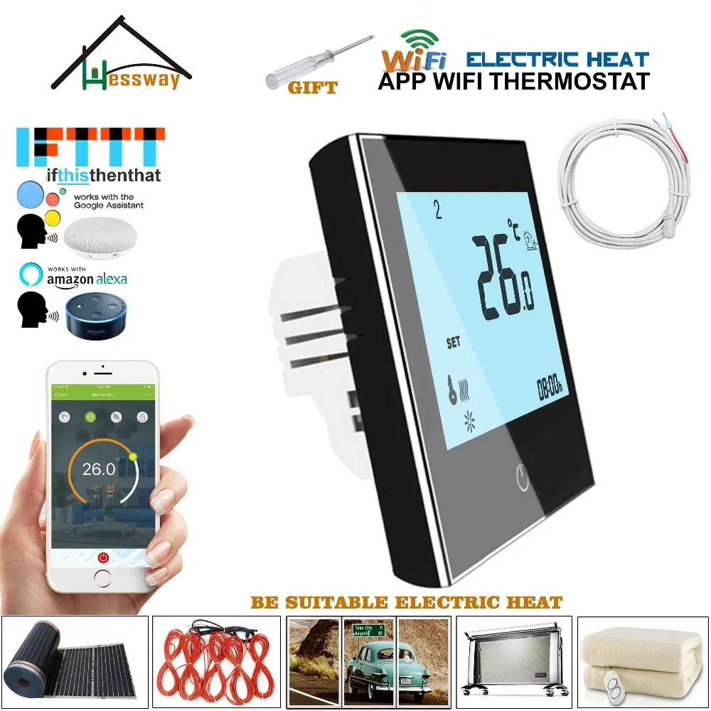 16A heating cable electric Voice interaction floor thermostat sensor wifi for Works with Alexa Google home ITFFF | Бытовая техника