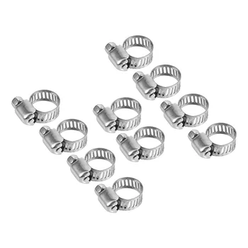 

10 Pcs Adjustable Steel with Electroplate Surface Drive Hose Clamps Fuel Line Worm Clips 8-12 mm Drive Hose Clamps Hose Clamps