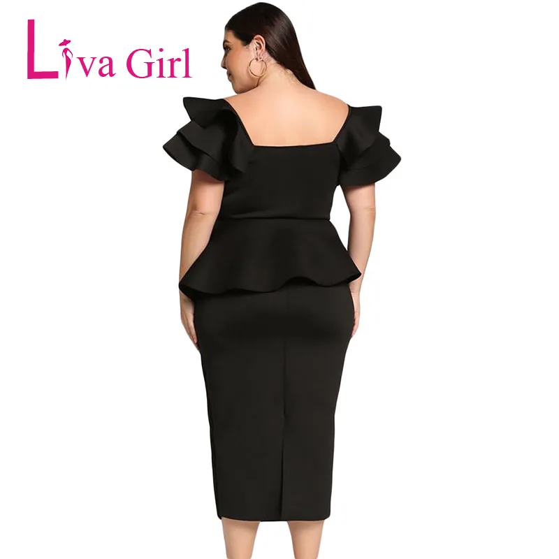 Black-Plus-Size-Tiered-Sleeve-Twisted-Peplum-Dress-LC610552-2-2
