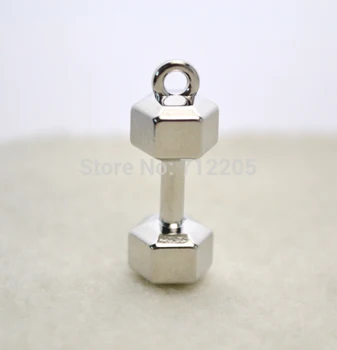 

20pcs a lot fashion design rhodium plated sport series Dumbbell Gym Pendant