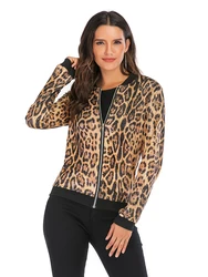 Plus Size Leopard Printed Women Jacket Spring Autumn O-Neck Long Sleeve Slim Short Jacket Fashion Thin Bomber Jacket Streetwear Plus Size Leopard Printed Women Jacket Spring Autumn O-Neck Long Sleeve Slim Short Jacket Fashion Thin Bomber Jacket Streetwear