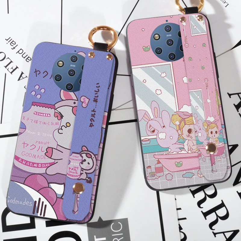 

Fashion Wrist Strap Cartoon Cases For Nokia 8 9 Animal Rabbit Printing TPU Cover For Nokia 9 PureView