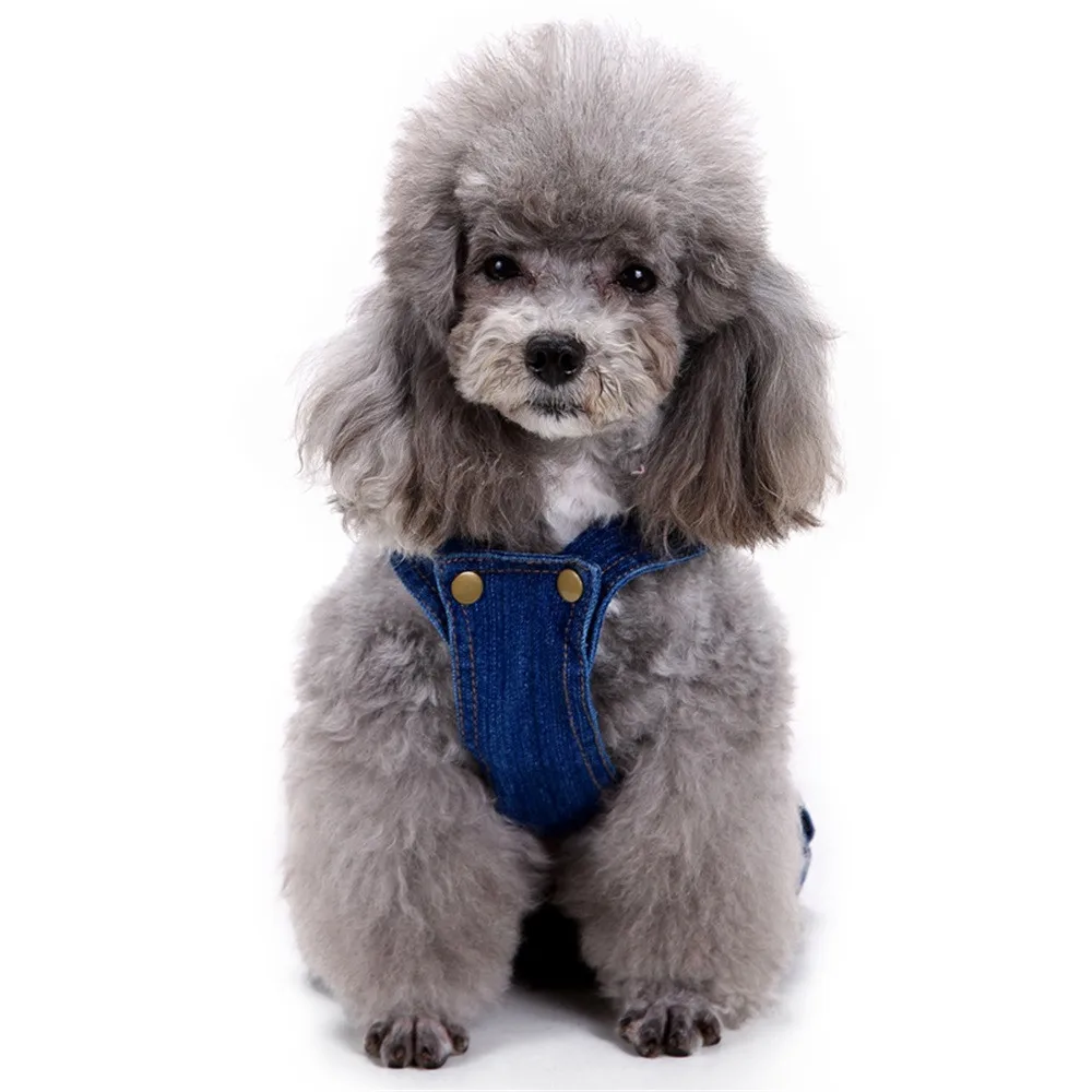 

Transer Blue Jeans Bibs Overalls Pants Pet Cat Winter Small Dogs Fashion Solid Clothes Dog Costume Coat 18 Dec17