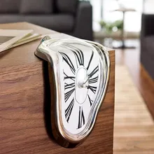 Hot Novelty Salvador Style Creative Shelf Wall Clock Irregular Warp Melting Clock For Family Home Decor Birthday Gift