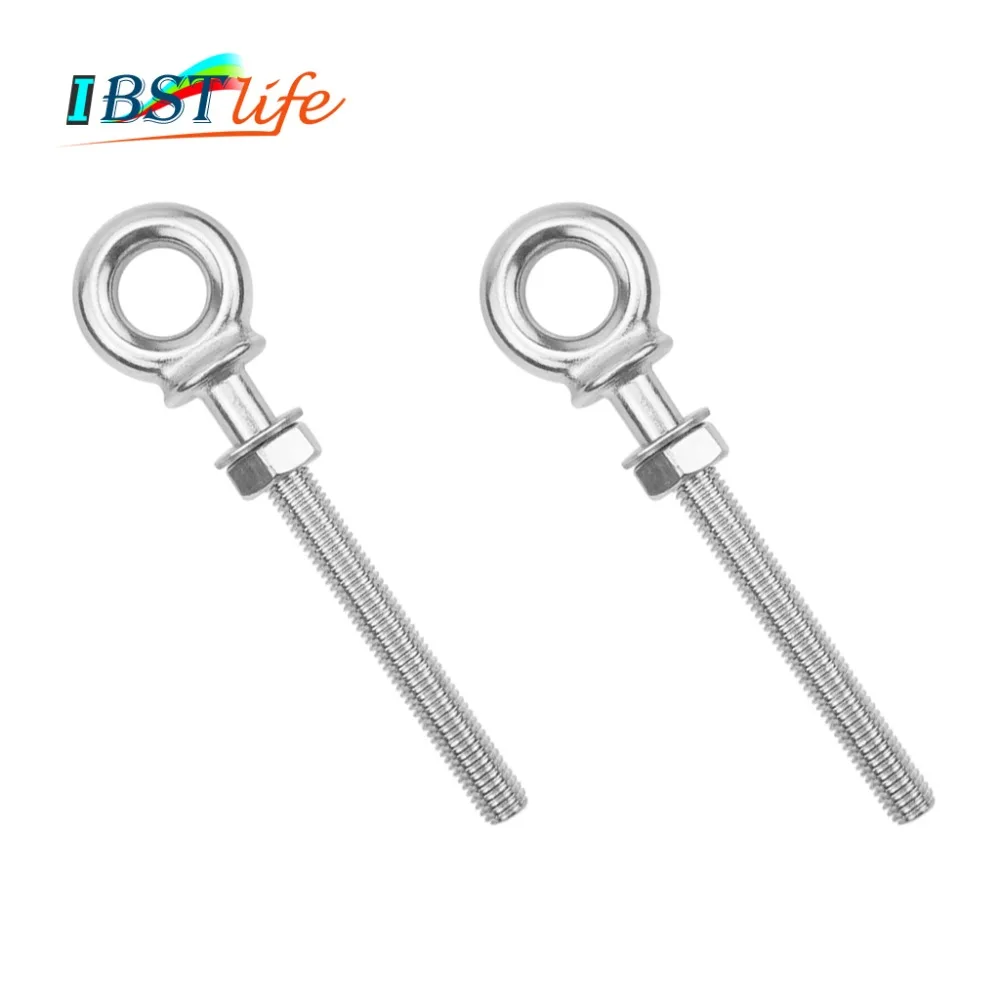 

2PCS M10 Marine Grade 316 stainless steel longer Lifting Eye Bolts lift eye bolt Screws Ring Loop Hole for Cable Rope