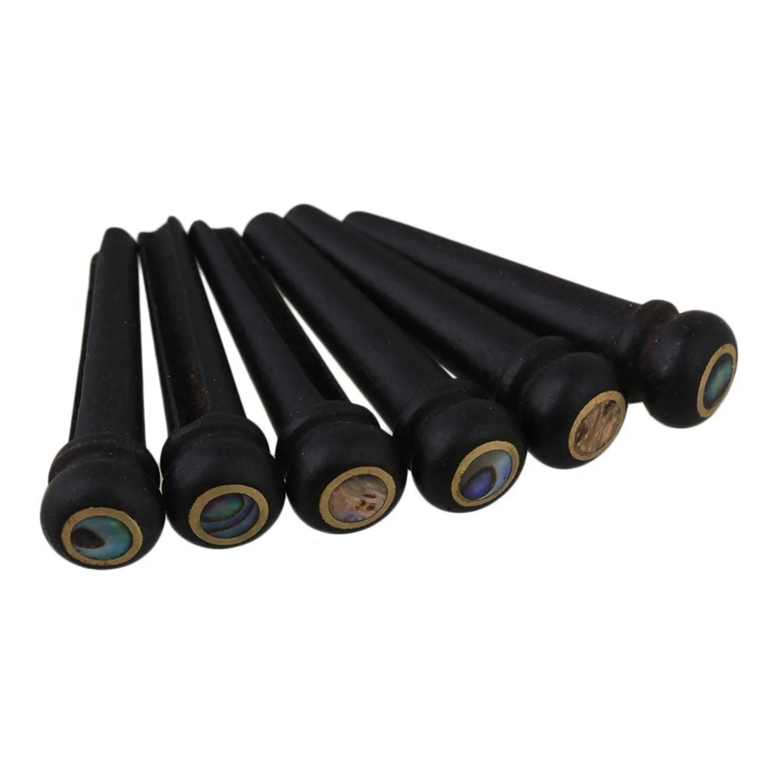 

HLBY 6Pcs Black Ebony Shell Guitar Bridge Bone Pins Set with Green Abalone Dot For Acoustic Guitar Accessories
