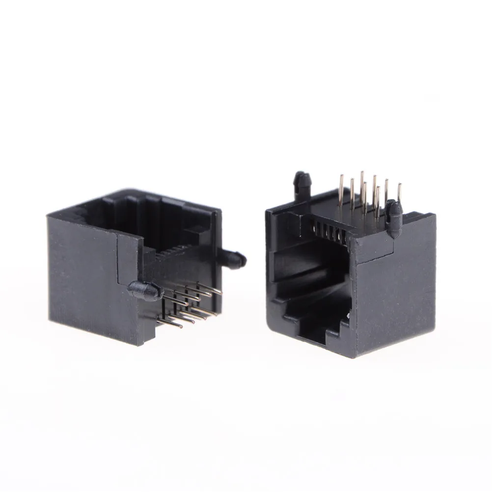 

10pcs/lot New RJ45 8P8C Black Computer Internet Network PCB Jack Socket