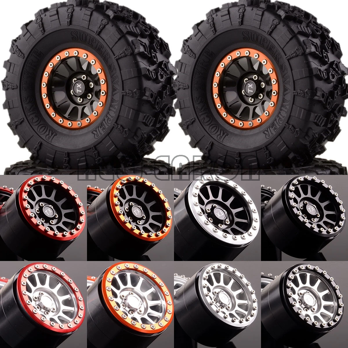 

NEW ENRON 4P Aluminum 2.2" Beadlock Wheels & Tires 2022-3022 FOR Crawler Axial Traxxas HPI