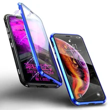 360 Protect Dual Glass Cover for iPhone XS XR Xs Max Case Magnetic Metal Cover Front Back Glass Funda for iPhone 8 7 Plus Case