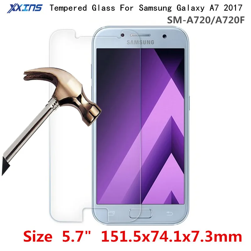 SM-A720 Tempered glass 9 H для samsung Galaxy A7 2017 Экран Protect Защитная ультратонкие пленки A720 A720F 5 7