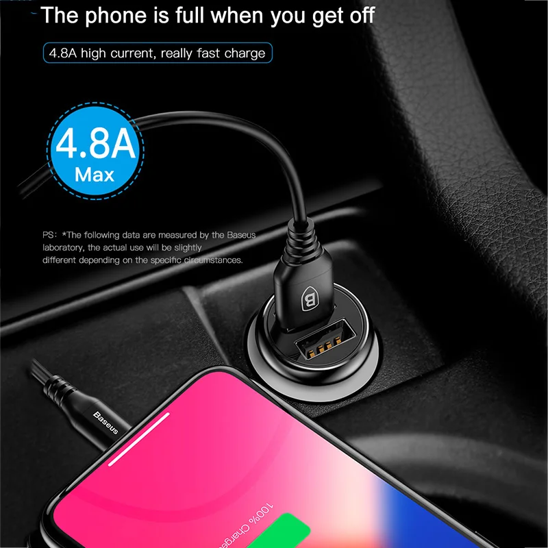 Автомобильное зарядное устройство Baseus Dual USB Автомобильное зарядное устройство Автомобильное-Стайлинг USB зарядное устройство для мобильного телефона быстрое автомобильное зарядное устройство для телефона Xiaomi Roidmi 3s