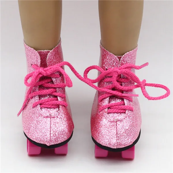 18-дюймовая кукла обувь кукла с блестками роликовые коньки для 18 дюймов наше поколение девушка кукла аксессуары - Цвет: Pink Color