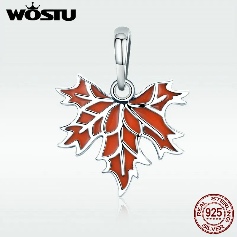 WOSTU роскошное серебро 925 пробы Осеннее Ожерелье с кленовыми листьями для женщин