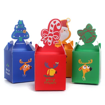 

8.5*8.5*10 cm Color Christmas Candy Box Lovely MINI Gift Packing Christmas Party Cake Box Festive Favors Promotion SD769