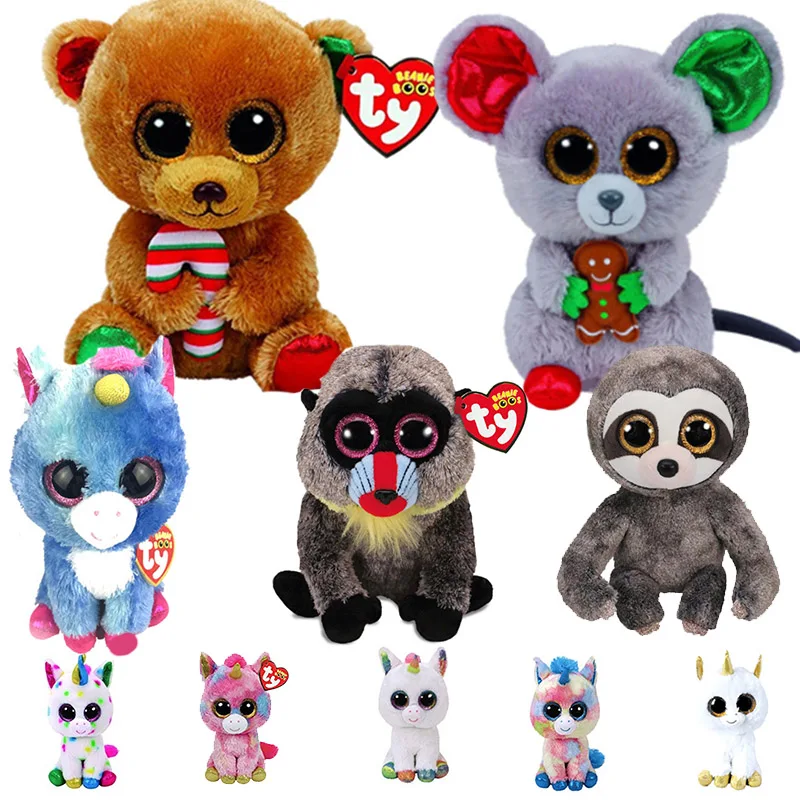 Ty Beanie Boos 6&15cm Christmas bear mouse elk Poodle Owl