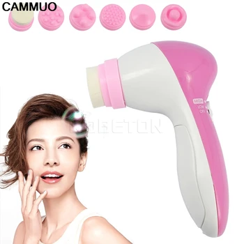 

1set 6 In 1 Electric Wash Face Machine 5 Facial Pore Cleaner Body Cleaning Massage Mini Skin Beauty Massager Brush Wholesale