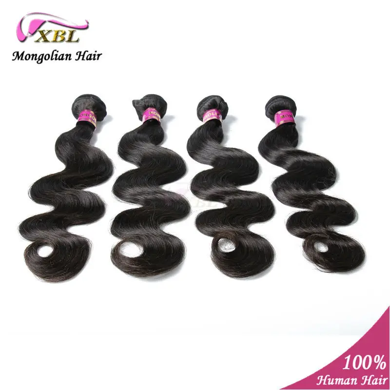 

Mongolian Virgin Hair Body Wave 4pcs/lot 6A 100% Human wavy Hair Extension Natural Color Hair weaving XBL Products