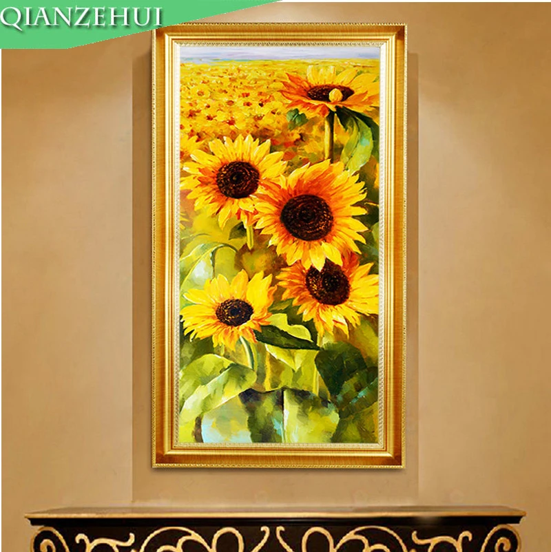 QIANZEHUI DIY Алмазная вышивка круглые алмазы картина маслом sun flowerl полностью Стразы