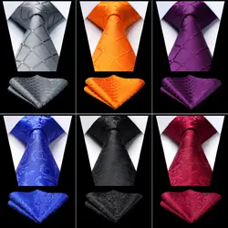 Мужские шелковые тканые галстуки в клетку с узором пейсли для свадебной вечеринки и галстука с карманом и квадратным карманом