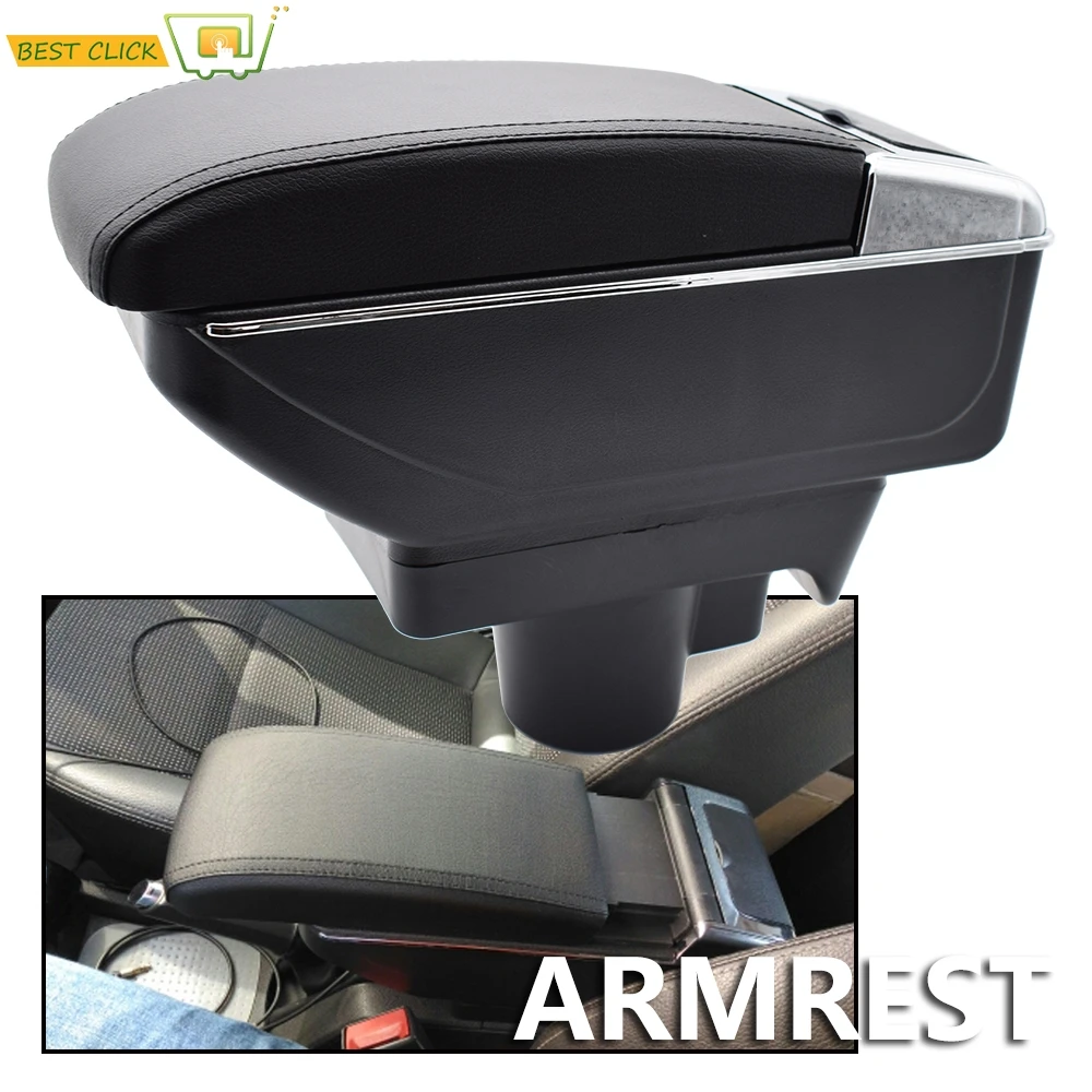

For Opel Astra H 2004 - 2014 Storage Box Interior Armrest Arm Rest Dual Layer Black Leather Ashtray Decoration 2008 2010