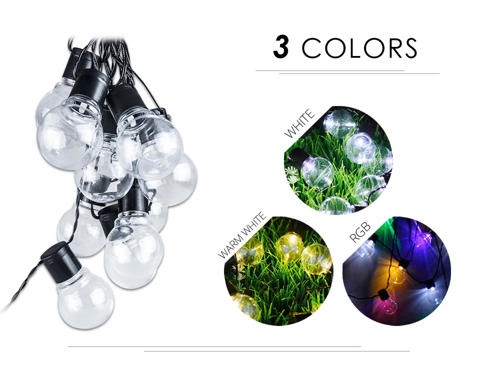 LED Solar Lamp String Fairy Light Outdoor Solar Light Festoon Globe Ball String Lights (9)