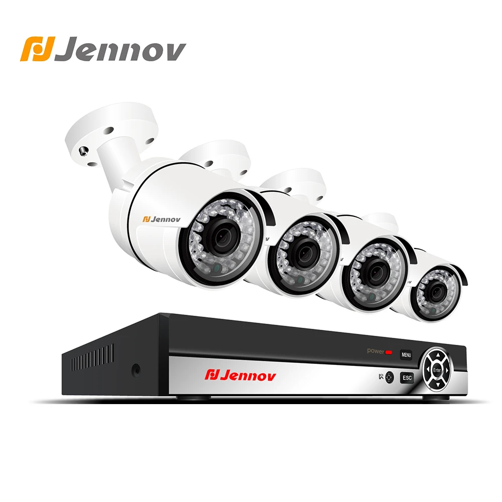 

Jennov 4CH 1080P 2MP Camera POE Security Camera System Video Surveillance Kit IP HDMI P2P NVR Set Cloud Remote View Night Vision