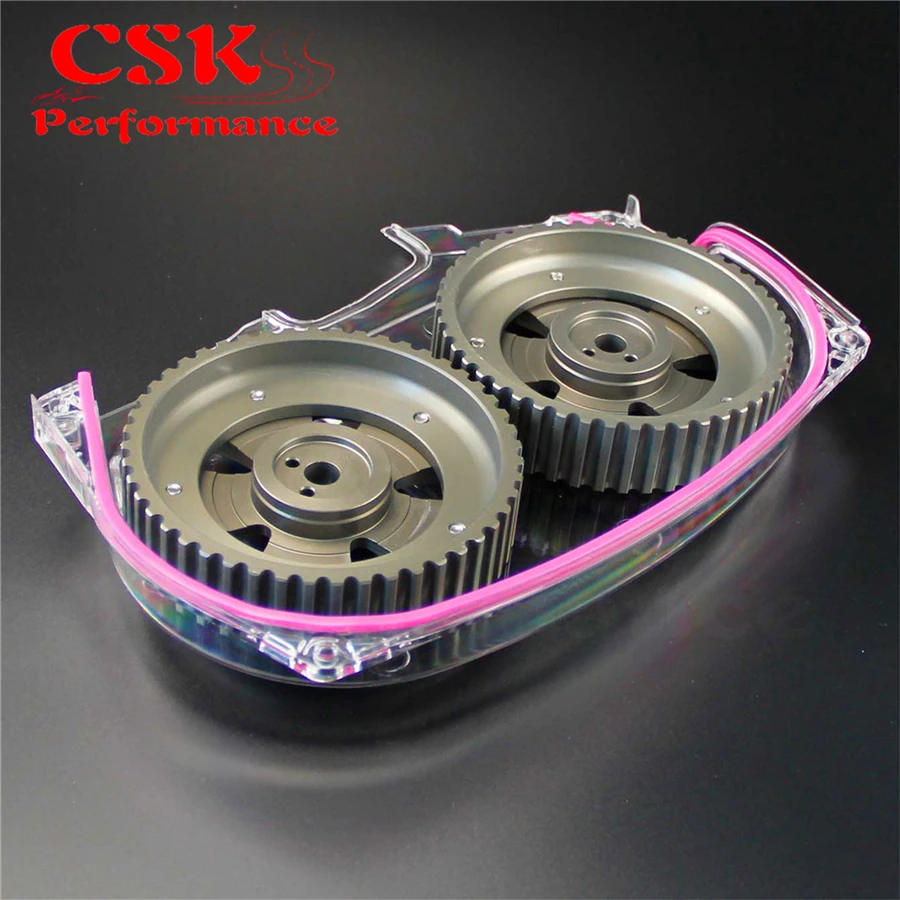 Clear Timing Belt Cover + Cam Pulley Gear Fits For Mitsubishi Lancer