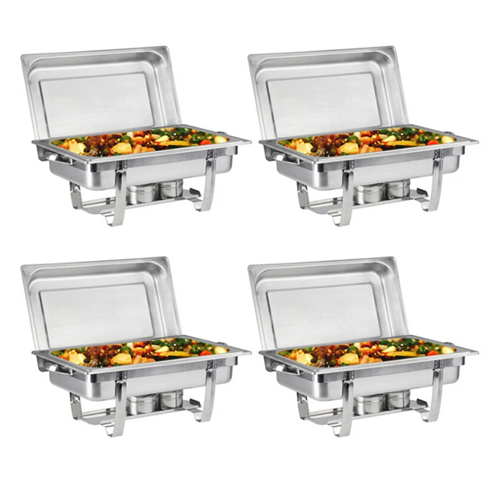 GZZT 9L/9Quart Chafing Dish Buffet Stoves Caterer Stainless Steel Rectangular Restaurant Party Food Warmer Tray Food Dishes