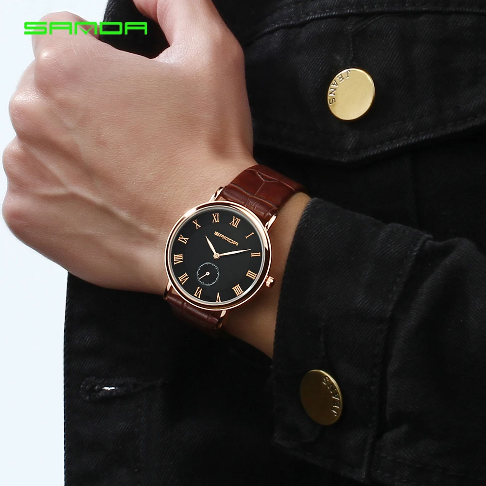 

SANDA Ultra Thin Dial Men Watch Business Quartz Watch Men Leather relogio masculino Watches Top Brand Luxury Analog