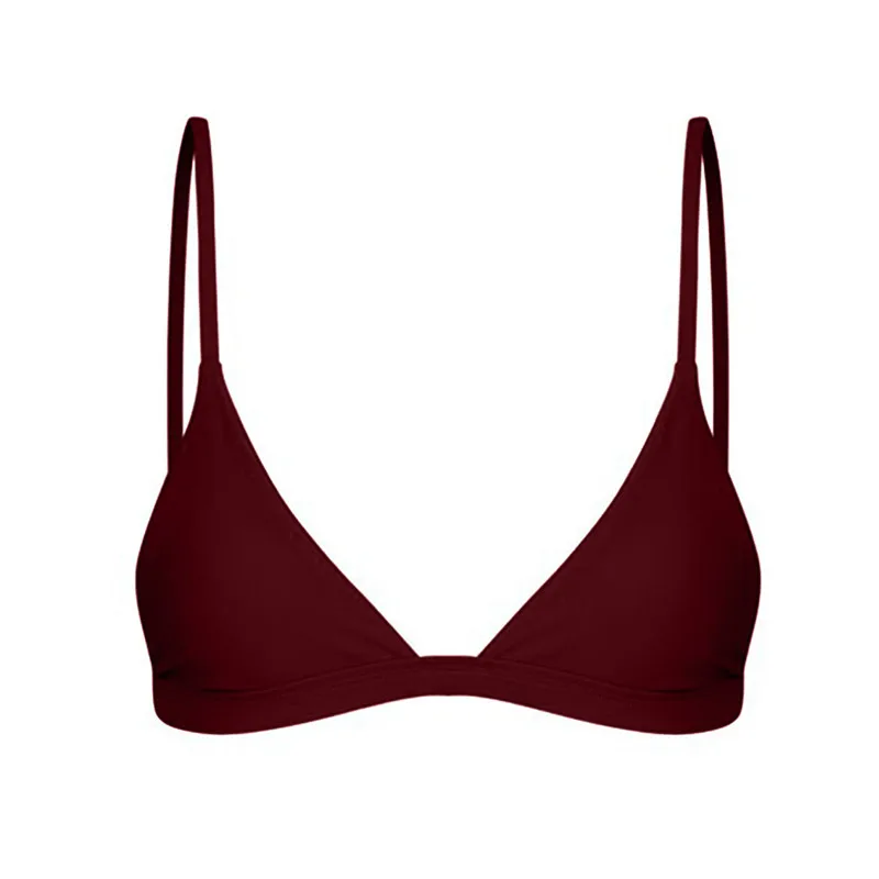 Wine Red Для женщин Push-Up Мягкий Бикини Топ Купальник бандо твердые дамы летний купальник пляжная сплошной цвет укороченный Топы - Цвет: Wine Red