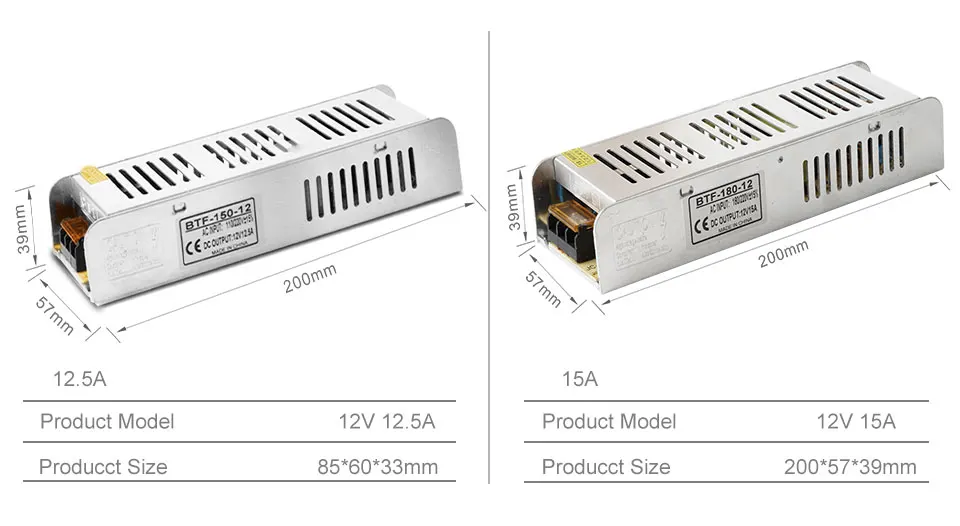 DC 12 V светодиодный адаптер драйвера Трансформаторы освещения 5A/10A/12.5A/15A/16.5A/20A/30A 12 V переключатель светодиодный трансформатор питания