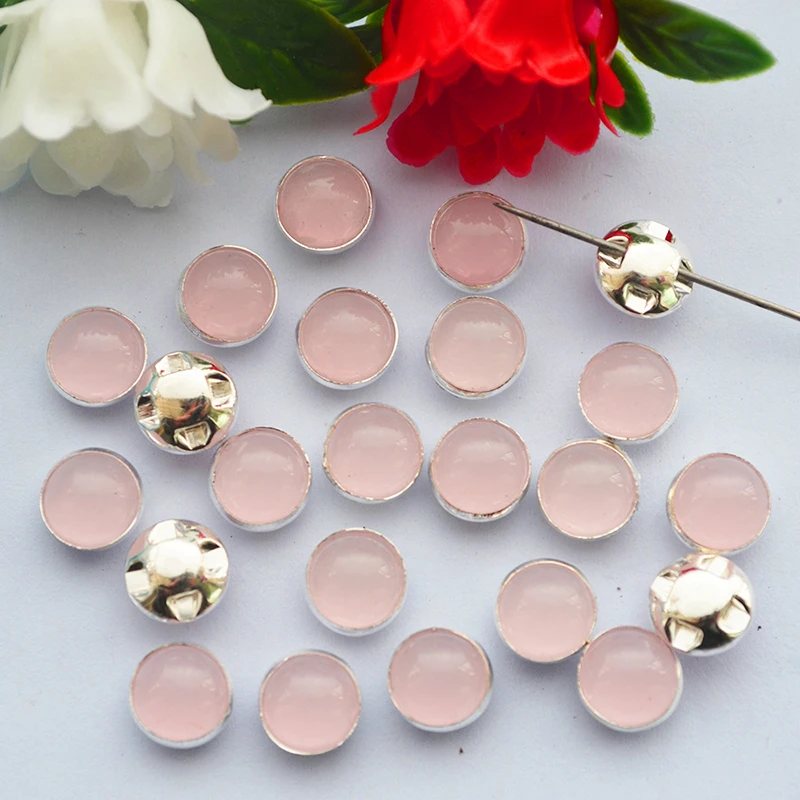 

Sew on Crystal Rhinestones Silver Base Acrylic Stones Pink Opal Buttons DIY Wedding dress Decoration