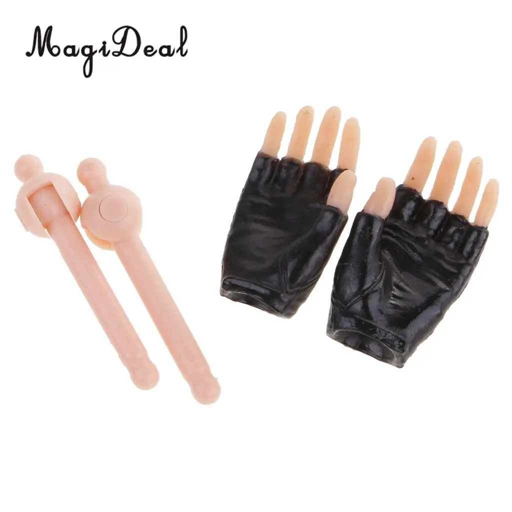 MagiDeal 1:6 Scale Black Half Gloved Hands for 12 Inch Female Action Figure Dolls Children Adult Toy DIY Accessories
