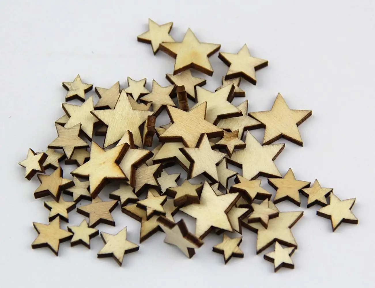 10mm-100mm Wooden Stars Shape Unfinished Wood Stars Pieces, Blank Wooden  Star Cutouts for Christmas Crafts