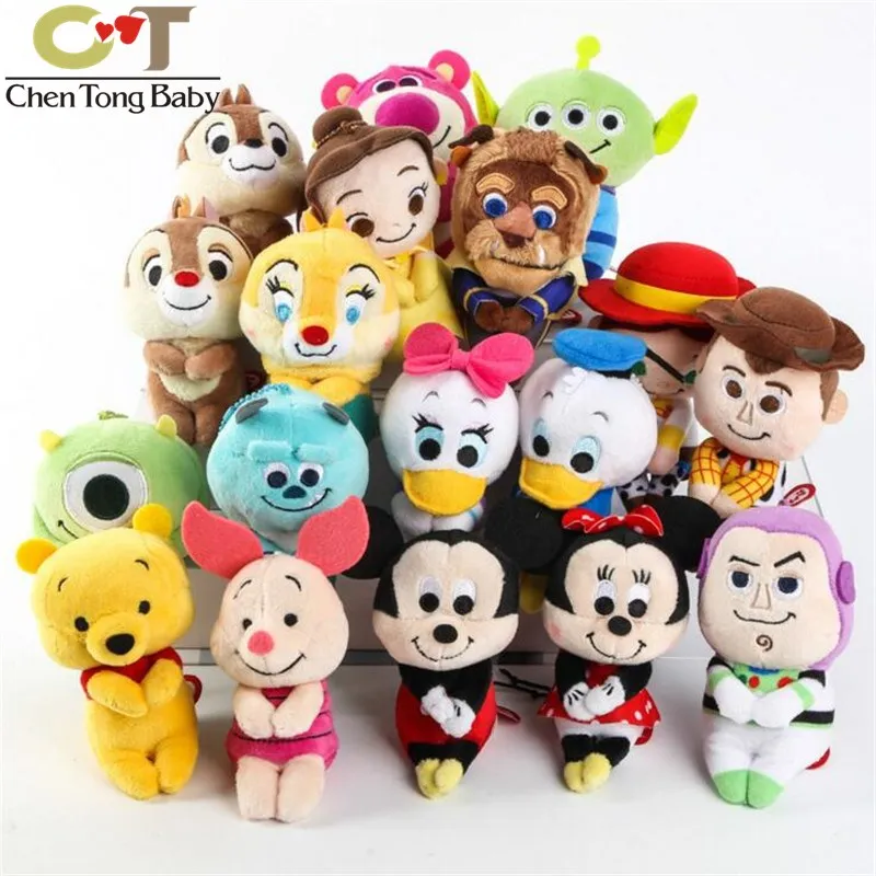 

1pcs Japan Mickey Minnie chipmunk cartoon animal plush toys with sit down Hands closed Small pendant WJ01