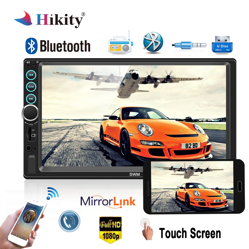 

Hikity 2 Din Car Radio Multimedia Player Bluetooth Autoradio 7" Touch Screen MP5 FM Radio Auto Media Player with IOS / Android
