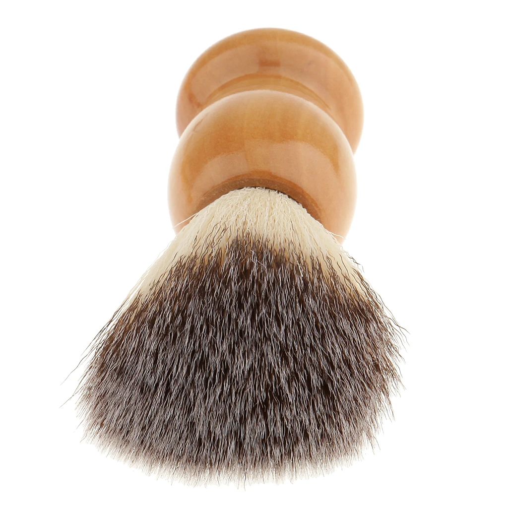 Men Barber Wood Shaving Brush + Stainless Steel Stand + Acrylic Bowl Kit Set