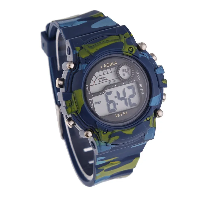 Children Boy Girls Watches Camouflage LED Digital Analog Quartz Alarm