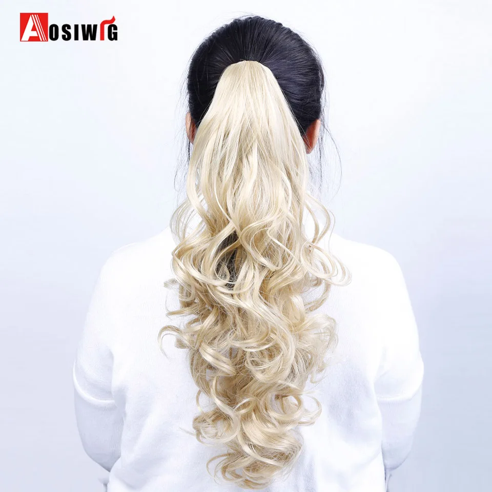 22inch Synthetic Curly Long Ponytail Claw Clip in Pony Tail Hair Extensions Wrap on Hairpieces Hairstyles Party Cosplay AOSIWIG | Шиньоны и